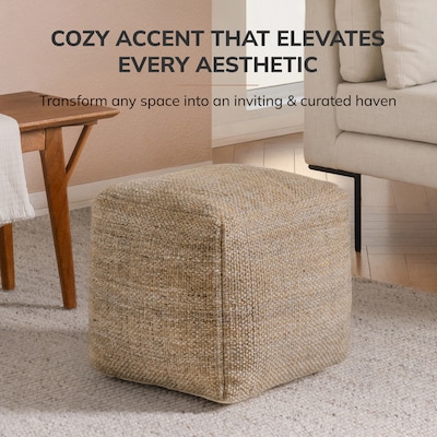 Anji Mountain Sierra Cocoa Fabric Square Pouf Ottoman (AMBPF178-1616)
