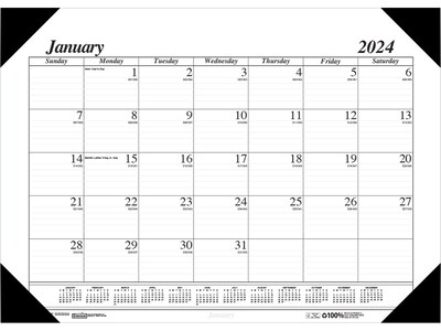 2024 House of Doolittle Economy Compact 18.5 x 13 Monthly Desk Pad Calendar, White/Black (0124-02-