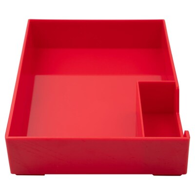 JAM Paper Half Desk Stackable Front Loading Letter Tray, Red Plastic (344TRE)