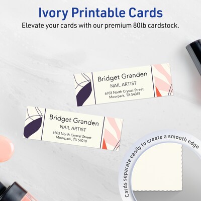 Avery Business Cards, 1 x 3, Matte Ivory, 800/Box (95283)