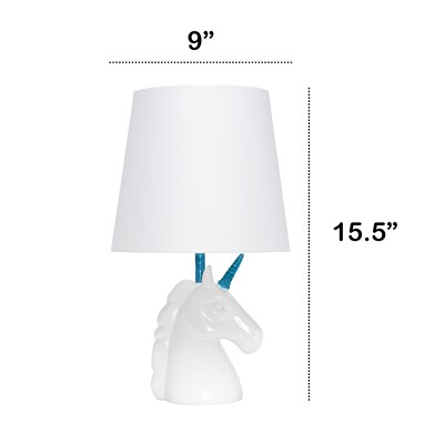 Creekwood Home Whimsilux 15.5" LED Table Lamp, White/Blue Glitter (CWT-2023-BL-LB)
