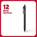 TRU RED Retractable Quick Dry Gel Pens, Medium Point, 0.7mm, Black, Dozen (TR54498)