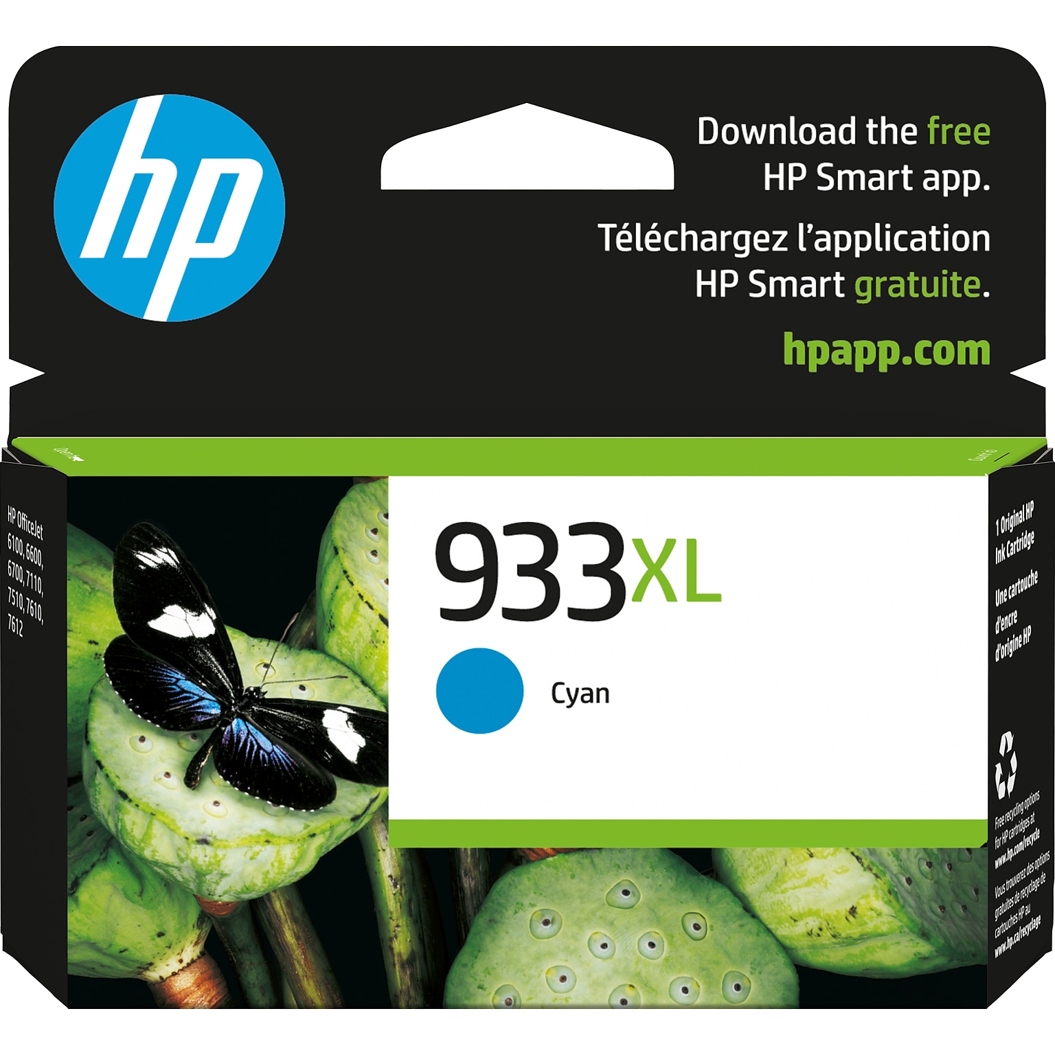 HP 933XL Cyan High Yield Ink Cartridge, Prints Up to 825 Pages (CN054AN#140)