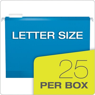 Pendaflex Reinforced Hanging File Folders, 1/5 Tab, Letter Size, Blue, 25/Box (PFX 4152 1/5 BLU)