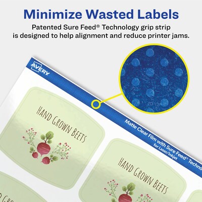 Avery Laser/Inkjet Square Multipurpose Labels, 2" x 2-3/16", Clear, 600/Box (94124)