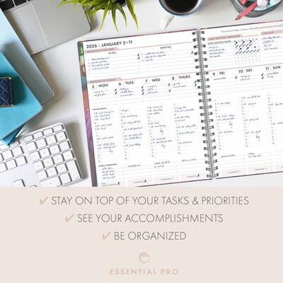 2026 Global Printed Products 8.5" x 11" Weekly & Monthly Planner, Paperboard Cover, Pastel Peacock (ESPROCY26851161)