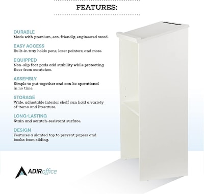 AdirOffice 46" Podium Lectern with Cover, White (661-01-WHI)