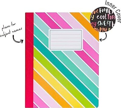 Carpe Diem Rainbow Color Wash Composition Notebooks, 7.5" x 9.45", College Ruled, 70 Sheets, Assorted Colors, 3/Pack (9095-CD)