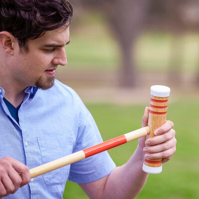 YardGames Wooden Croquet Lawn Game, Assorted Colors (CROQUET-001)
