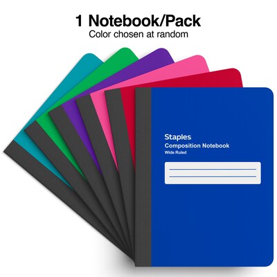 Staples® Poly Composition Notebook, 7.5 x 9.75, Wide Ruled, 80 Sheets, Color chosen at random (ST5