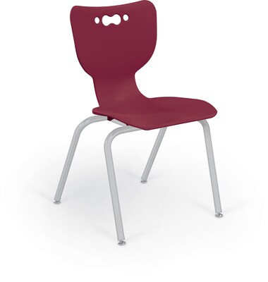 MooreCo 18 Hierarchy Student Chair with 4 Legs, Maroon/Platinum Base (703673562607)
