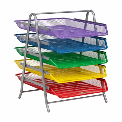Mind Reader 5-Compartment Metal Desk Tray, Multicolored (5TPAPER-ASST)