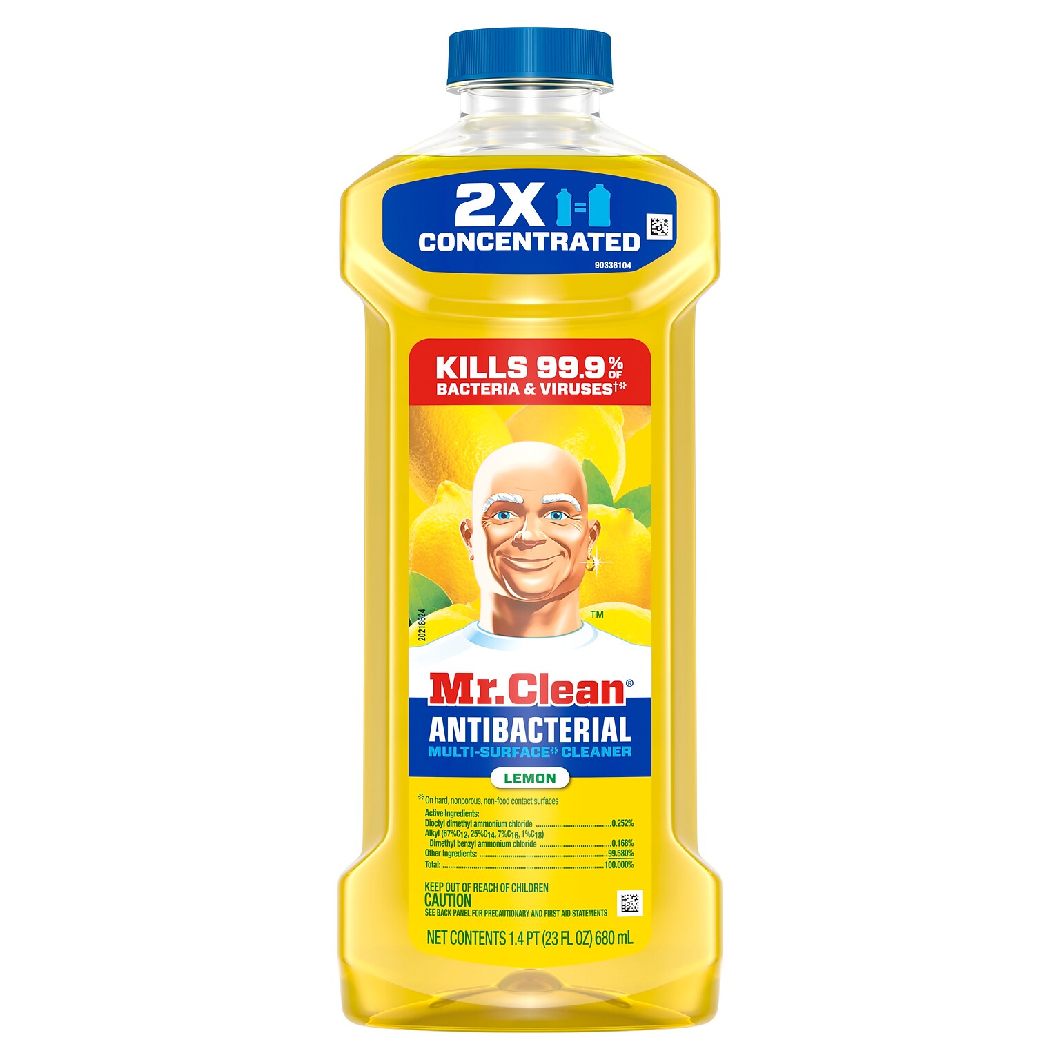 Mr. Clean Antibacterial Multi-Surface Cleaner, Lemon Scent, 23 Fl. Oz., 6/Carton (11292CT)