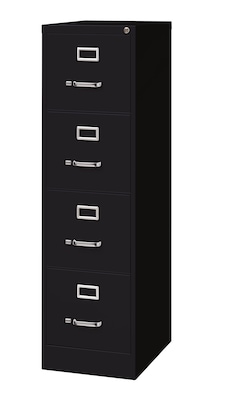 Hirsh Commercial 4-Drawer Vertical File Cabinet, Letter Size, Lockable, 52"H x 15"W x 22"D, Black (17787)