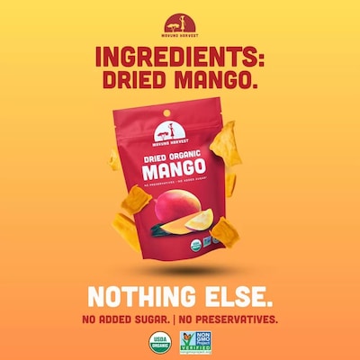 Mavuno Harvest Gluten Free Organic Dried Mango Fruit Snacks, 2 oz., 6 Bags/Pack (MAHW-MNG2OZ6PK)