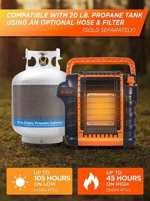 Commercial Heat 9000 BTU Portable Outdoor Radiant Propane Patio Heater, Orange (CHP9000O)