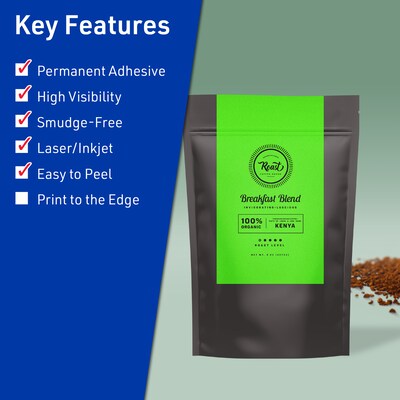 Avery Rectangle Multipurpose Labels, 11 x 4.25, Neon Green, 40/Pack (94266)