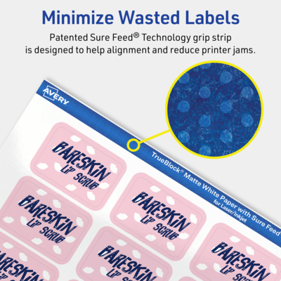 Avery TrueBlock Laser/Inkjet Multipurpose Rectangle Labels, 1" x 1.5", White, 320 Labels/Pack (94219)
