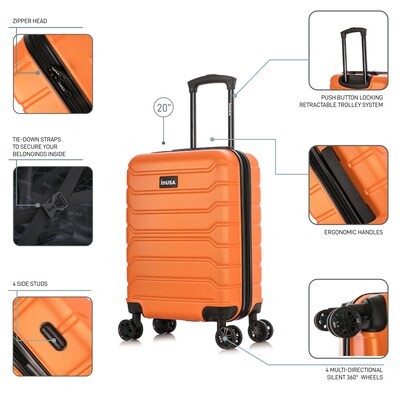 InUSA Trend 20" Hardside Carry-On Suitcase, 4-Wheeled Spinner, TSA Checkpoint Friendly, Orange (IUTRE00S-ORA)