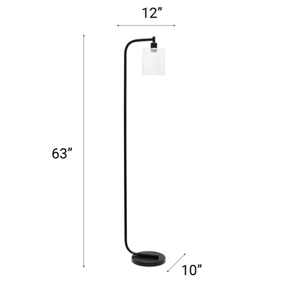 Creekwood Home 63" Metal Floor Lamp with Cylindrical Shade, Black (CWF-1000-BK)