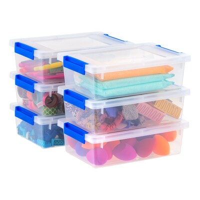 Iris 2.4 Quart Plastic Storage Bins with Latching Lids, Plastic, Clear, 6/Pack (500361)