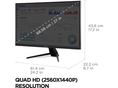 ViewSonic Thin-Bezel 27" 75 Hz LED Monitor, Black (VX2767U-2K)