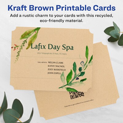 Avery Integrated Cards, 4.25 x 5.5, Matte Kraft Brown, 20/Pack (95278)