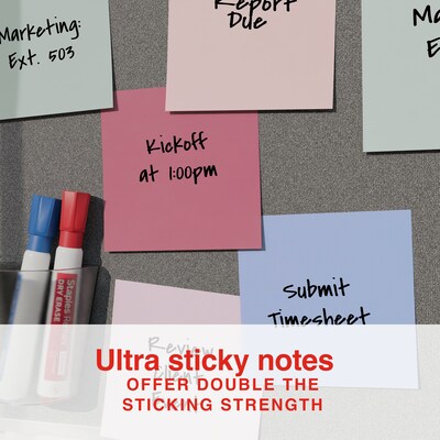 Staples Ultra Sticky Notes, 4" x 4", Ocean Mist Collection, 100 Sheets/Pad, 6 Pads/Pack (ST62876)
