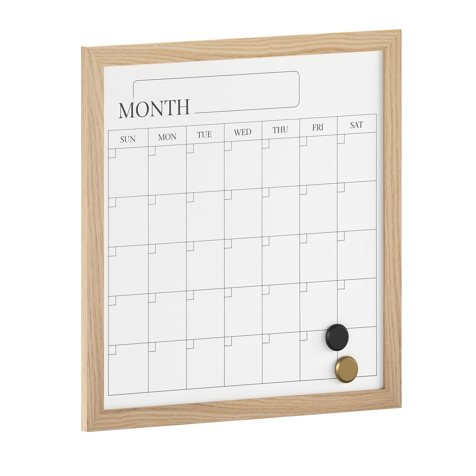 Martha Stewart Everette Magnetic Dry Erase Monthly Calendar Set, Engineered Wood Frame, 18 x 18 (BRPMMWP4545LN)