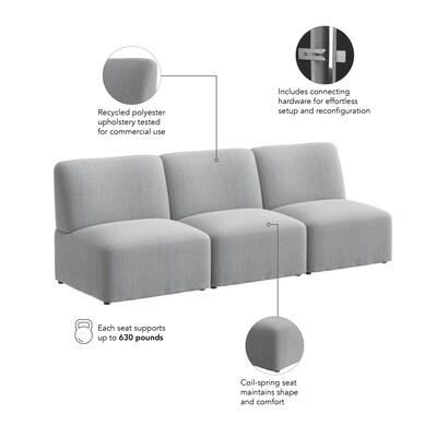 Bush Business Furniture Assemble Modular 3 Seater Sectional Sofa, Fog Fabric (ASM002FGF)
