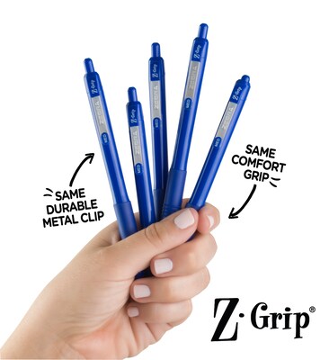 Zebra Z-Grip Retractable Ballpoint Pens, Fine Point, 0.7mm, Blue Ink, 12/Pack (20720)