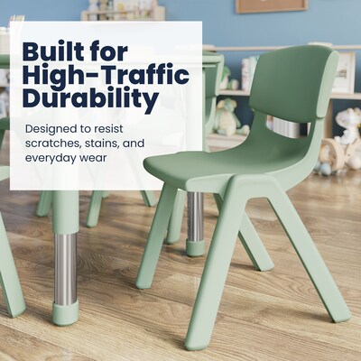 Flash Furniture Emmy Rectangular Activity Table Set, 47.25" x 23.5", Height Adjustable, Light Gray Woodgrain & Sage