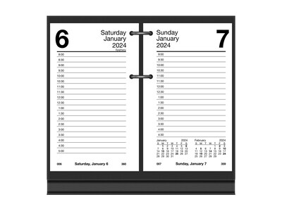 2024 AT-A-GLANCE 6" x 3.5" Daily Desk Calendar Refill, White/Black (E717T-50-24)