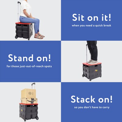 Dbest Original Quik Cart Collapsible Rolling Crate, Red (01-681MB)