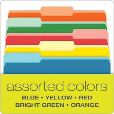 Pendaflex Recycled File Folder, 1/3-Cut Tab, Legal Size, Assorted, 100/Box (43501/3ASST)
