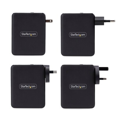 StarTech GaN USB-A/USB-C Wall Charger for Multiple Brands, 140W, Black (3114GCU-WALL-CHARGER)