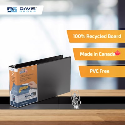 Davis Group QuickFit Heavy Duty 2" 3-Ring Standard Binders, Black, 4/Pack (95031L-04)