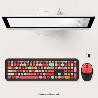 SaharaCase Wireless Ergonomic Keyboard and Laser Mouse Combo, Black/Red (KB2)