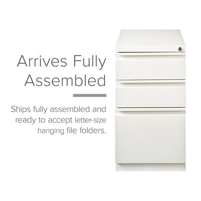 Quill Brand® 3-Drawer Vertical File Cabinet, Locking, Letter, White, 19.88D (26815D)