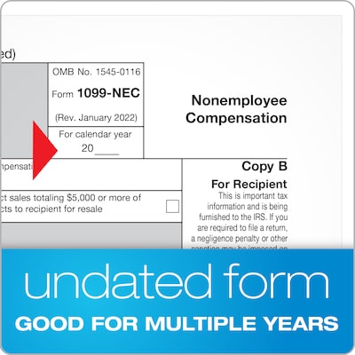 Adams 2023 1099-NEC Tax Forms Kit with Self Seal Envelopes and Adams Tax Forms Helper, 12/Pack (STAX512NEC-23)