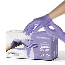 FifthPulse Powder Free Nitrile Gloves, Latex Free, X-Small, Lilac, 200/Box (FMN100413)