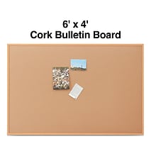 Quill Brand® Standard Durable Cork Bulletin Board, Oak Frame, 6W x 4H (28319-CC)