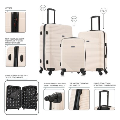 InUSA Resilience 3-Piece Hardside Spinner Luggage Set, TSA Checkpoint Friendly, Sand (IURESSML-SAN)