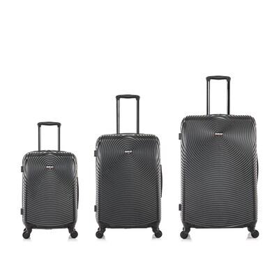 DUKAP INCEPTION 3-Piece Hardside Spinner Carry-On Luggage Set, TSA Checkpoint Friendly, Black (DKINCSML-BLK)