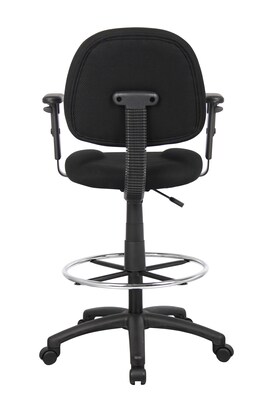 Boss® Drafting Stool w/ Adjustable Arms and Footring; Black