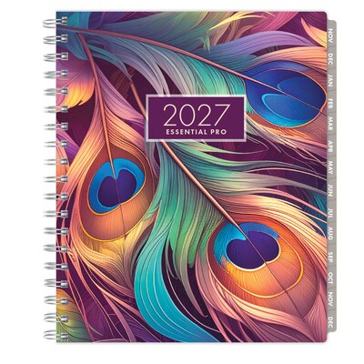 2027 Excello Brands 7" x 9" Weekly & Monthly Standard Planner, Plastic Cover, Pastel Peacock (ESPRO-CY27-79-61)