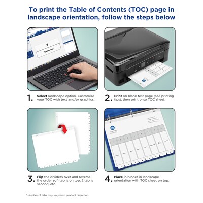 Avery Ready Index Table of Contents Paper Dividers, Jan-Dec Tabs, White, 6 Sets/Pack (11826)