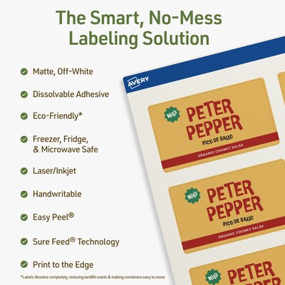 Avery Dissolvable Rectangle Multipurpose Labels, 2 x 3.5, Off-white, 200/Pack (94238)