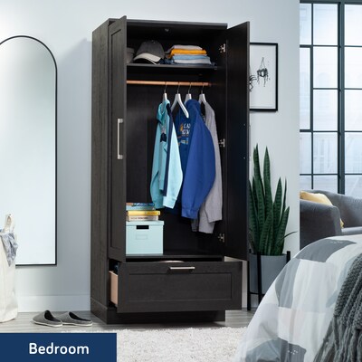 Sauder HomePlus 71H Storage Armoire with 2 Shelves, Raven Oak (446896)