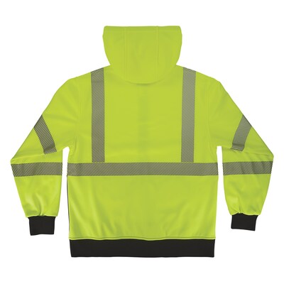 GloWear 8317BK High Visibility Long Sleeve Black Bottom Hooded Sweatshirt, ANSI Type R, Class 3, Lime, 4XL (22978)